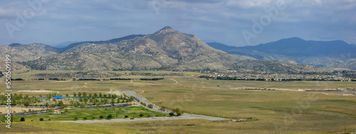 Panoramic view of hills around Diamond valley in California. photo