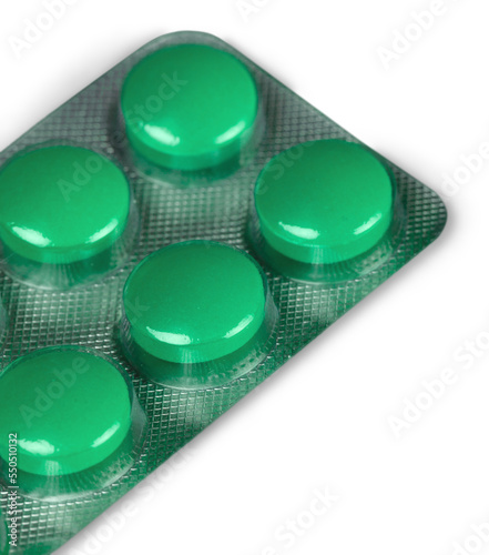 Obraz na plátně Green pills close-up view