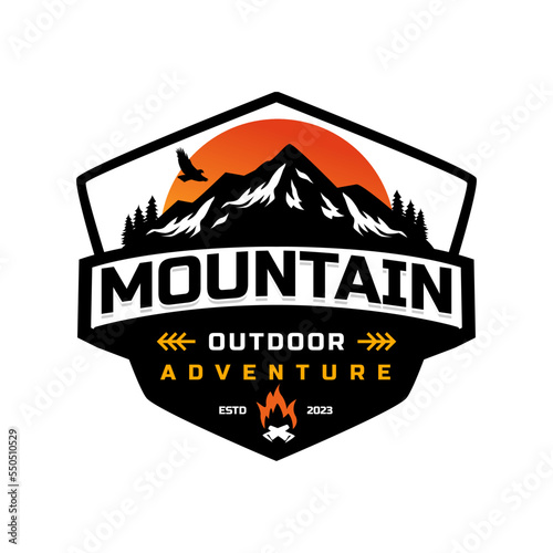 Mountain adventure outdoor explore badge logo