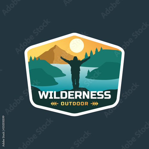 Mountain and deer outdoor adventures logo