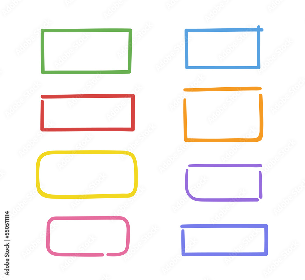Simple rectangle. Hand drawn line drawing. Sketchy geometric frames. Freehand colored rectangles. Colorful illustration Simple rectangle. Hand drawn line drawing. Sketchy geometric frames. Freehand colored rectangles. Colorful illustration