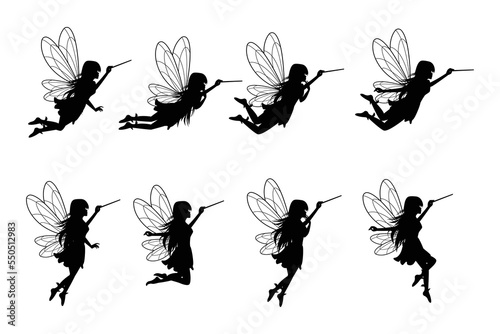 cute fairy with magic stick silhouette © Curut Design Store