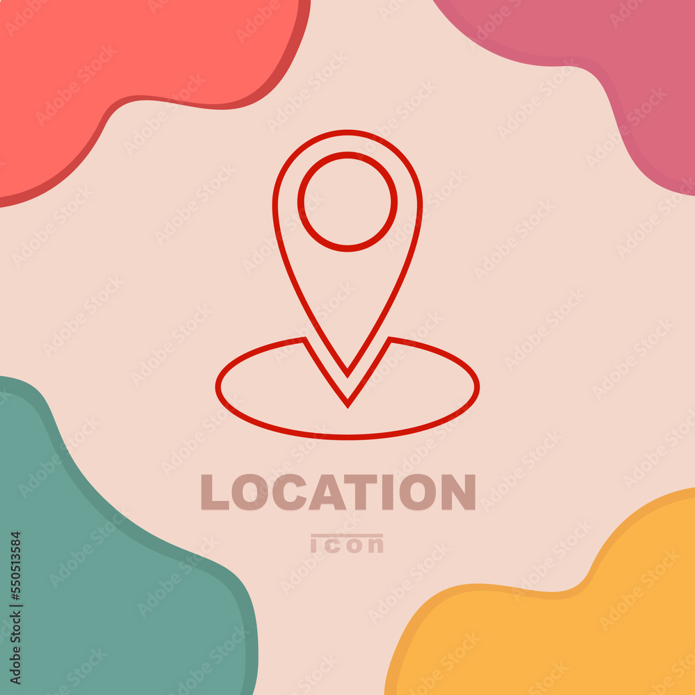 red location icon with pastel colors background red location icon with pastel colors background