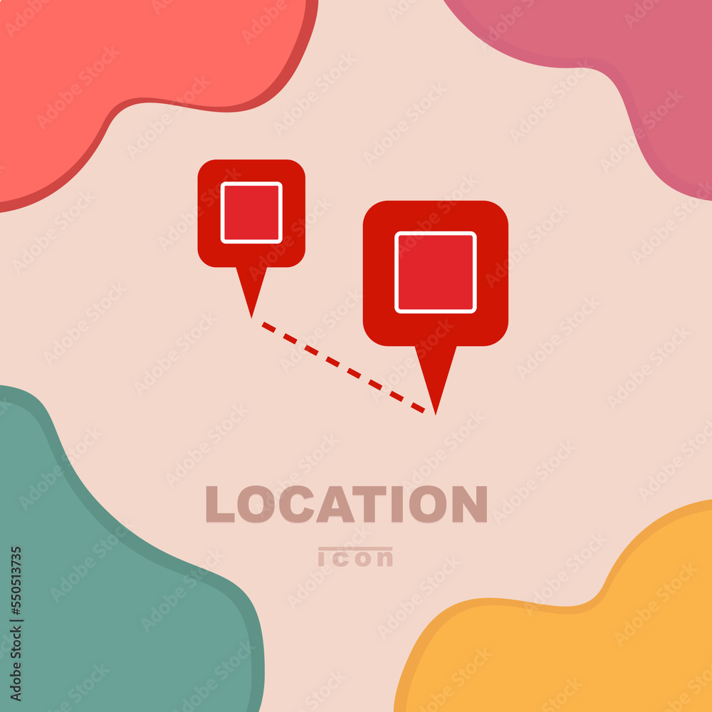 red location icon with pastel colors background red location icon with pastel colors background