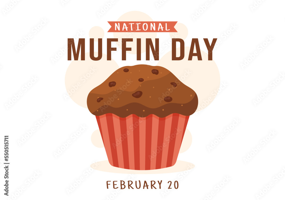 National Muffin Day on February 20th with Chocolate Chip Food Classic Muffins Delicious in Flat Cartoon Hand Drawn Template Illustration National Muffin Day on February 20th with Chocolate Chip Food Classic Muffins Delicious in Flat Cartoon Hand Drawn Template Illustration