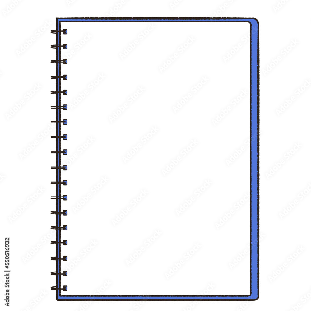 ページを開いた無地のリングノートのフレームイラスト