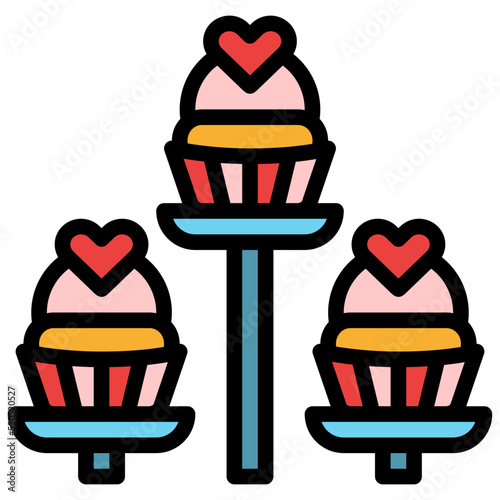 tower cupcake sweets party icon