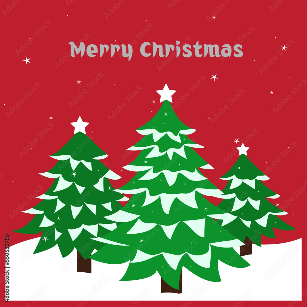 Vector christmas card with christmas trees