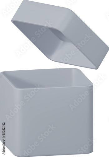 3D Grey Open Box