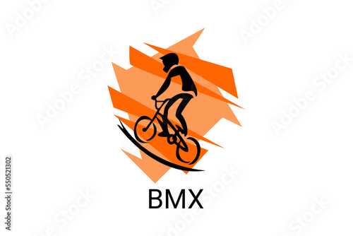 bicycle motocross or BMX sport vector line icon. sport pictogram, vector illustration.