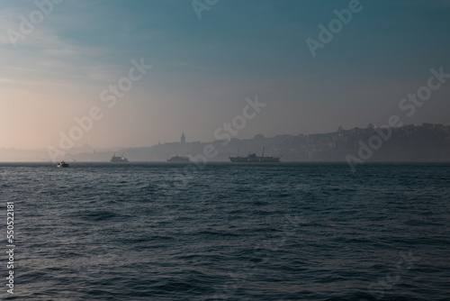 Istanbul at foggy weather. Cityscape of Istanbul from Salacak