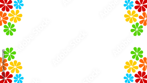 Background white with colorful flower border. Vector can be used for banners, posters, power points, templates, slides, etc.