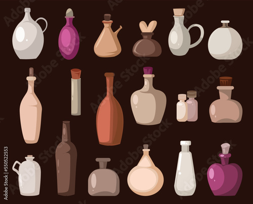 decorative vintage classic vases jars and bottles element set