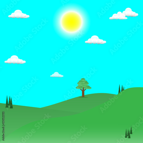 Mountain of nature landscape beautiful sunny and sky vector