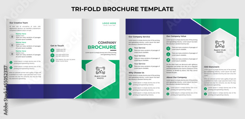 Professional company profile trifold brochure design template in A4 size