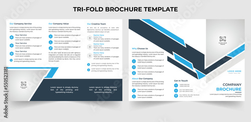 Corporate business trifold brochure design template in A4 size