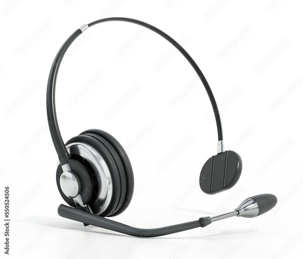 Call center headset isolated on white background. 3D illustration Call center headset isolated on white background. 3D illustration