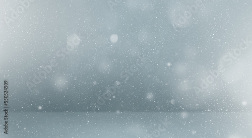 Snow flake particles on grey background
