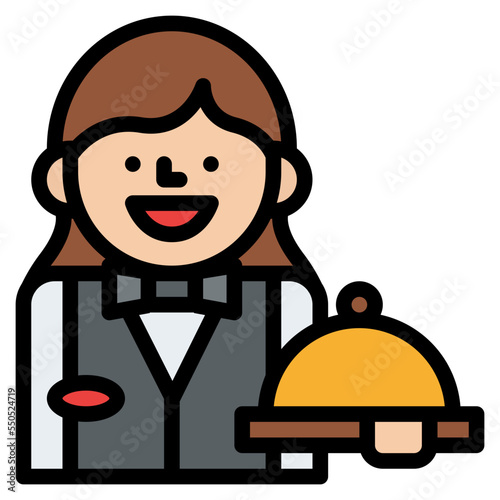 waitress occupation job profession icon