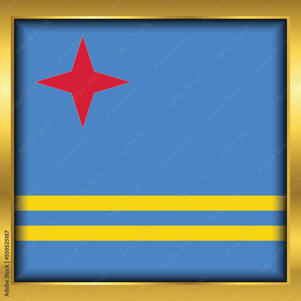 Aruba flag,Aruba flag golden square button,Vector illustration eps10. Aruba flag,Aruba flag golden square button,Vector illustration eps10.
