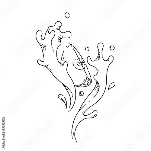 apple splash juice sketch hand drawn vector juice fruit. liquid water. fresh flavor slice vintage black line illustration