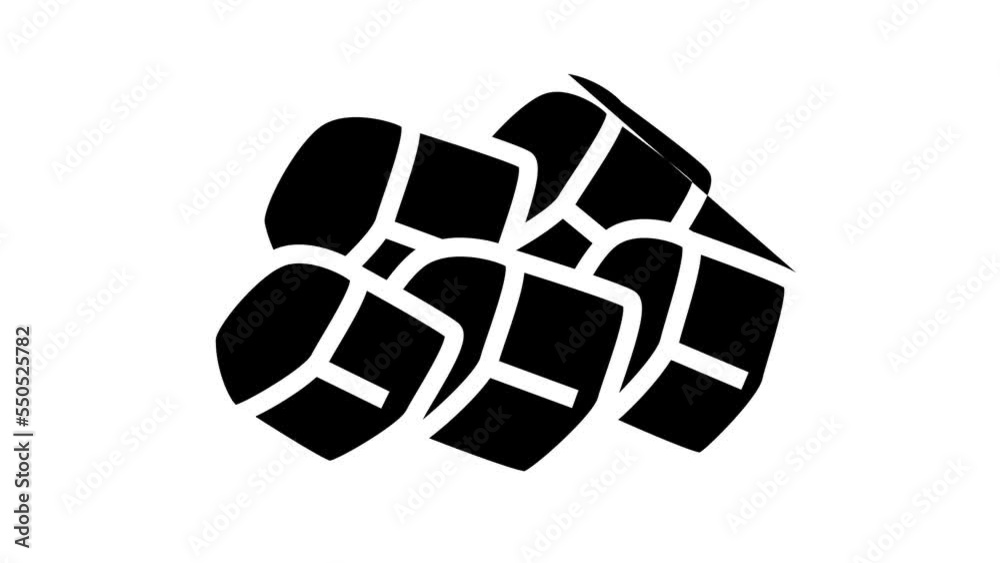 cut banana pieces line icon animation