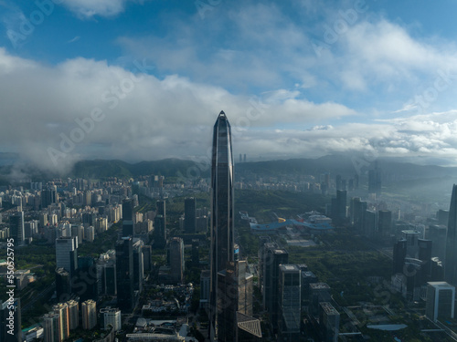 Photography Aerial view of ping an finance center in Shenzhen city,China