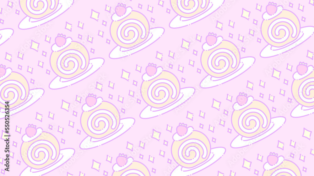 Fototapeta premium ♪strawberry roll cake wallpaper♪