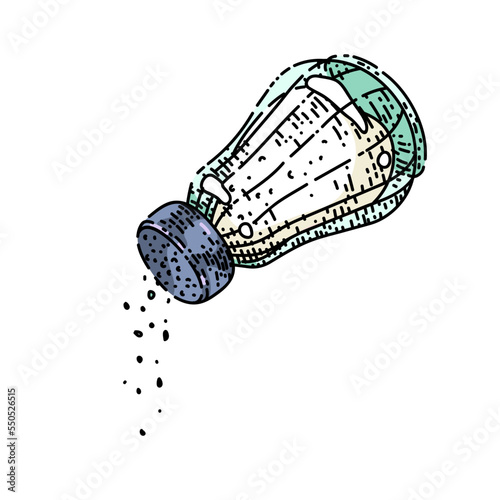 traditional salt shaker sketch hand drawn vector glass container, sodium food, spice bottle