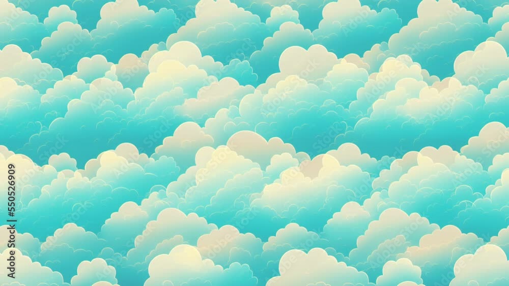 Cyan clouds landscape seamless loop background Cyan clouds landscape seamless loop background