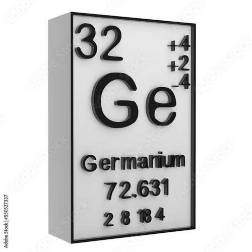 Germanium,Phosphorus on the periodic table of the elements on white blackground,history of chemical elements, represents the atomic number and symbol.,3d rendering