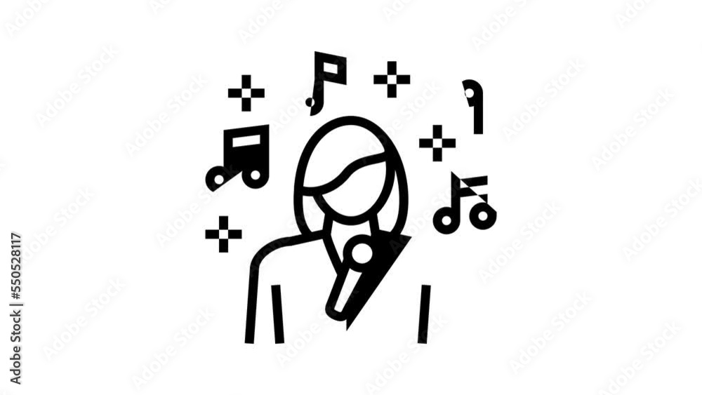 singer woman singing song in microphone line icon animation singer woman singing song in microphone line icon animation