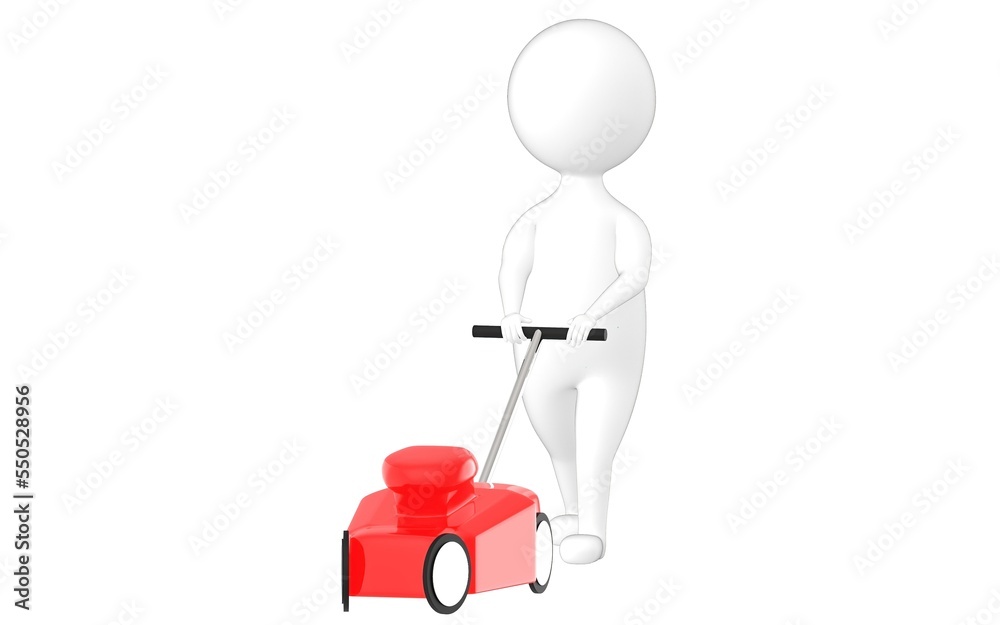 3d character , man gardener in white isolated background