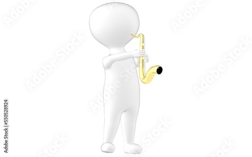 3d character , man playing saxophone