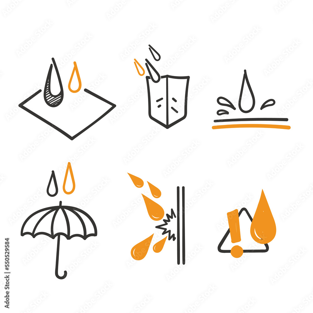 hand drawn doodle Set of Waterproof Related illustration hand drawn doodle Set of Waterproof Related illustration