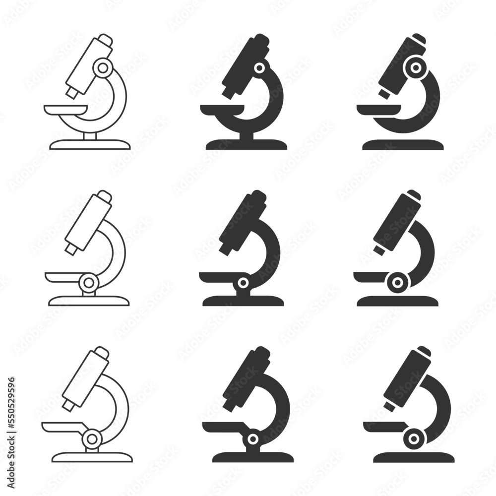 Microscope icon set. Simple design. Vector illustration. Microscope icon set. Simple design. Vector illustration.