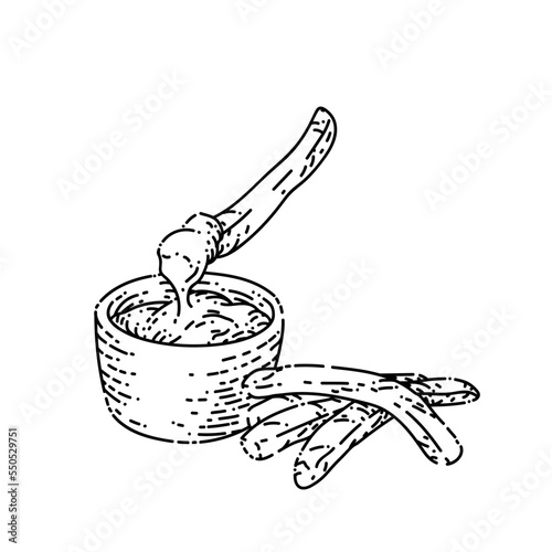 french sauce hand drawn vector. potato food, ketchup, fry, snack fries chips, restaurant menu french sauce sketch. isolated black illustration