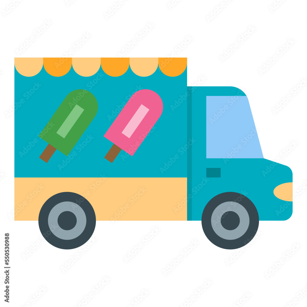 ice food truck flat icon