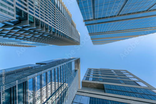 Austin, Texas- Low angle view of residential and corporate skyscrapers