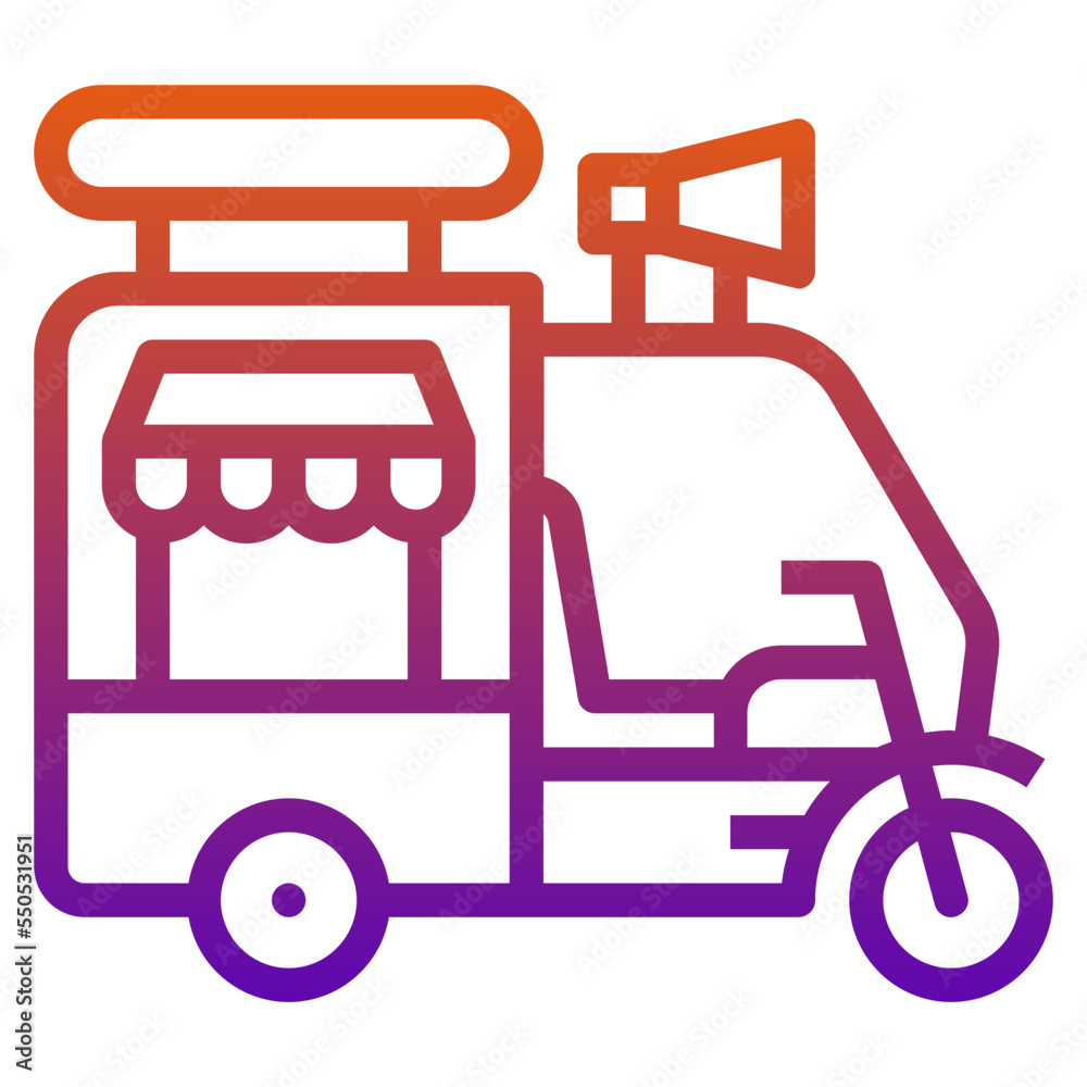 rickshaw food truck gradient line icon rickshaw food truck gradient line icon