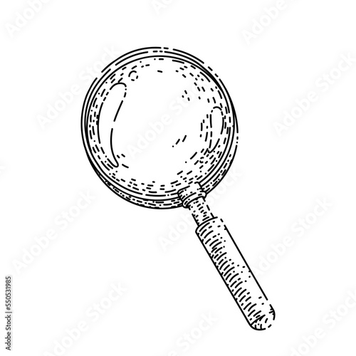 glass zoom hand drawn vector. magnify lens, research loupe, find look focus glass zoom sketch. isolated black illustration