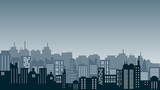 City Silhouette Background with offices and shopping centers