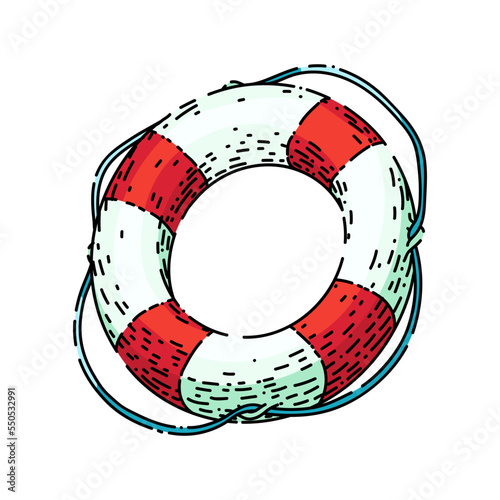 lifebuoy ring hand drawn vector. life buoy, rescue lifesaver, float sea lifeguard lifebuoy ring sketch. isolated color illustration