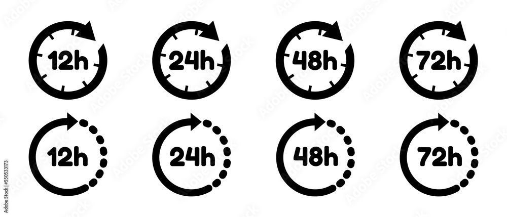Different Isolated Time Icon 12h To 72h Illustrations 
