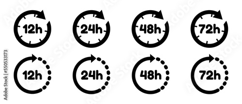 Different Isolated Time Icon 12h To 72h Illustrations 