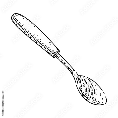 spoon silver hand drawn vector. tablespoon metal, stainless teaspoon, silverware spoon silver sketch. isolated black illustration