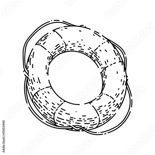 lifebuoy ring hand drawn vector. life buoy, rescue lifesaver, float sea lifeguard lifebuoy ring sketch. isolated black illustration