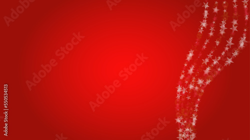 Vector Magical Glowing Background with Silver White and Purple Falling Stars on Red. Sparkle Star Night Cover and Card Design. Confetti Frame. Cosmic Bokeh Light. Christmas and New Year Poster.