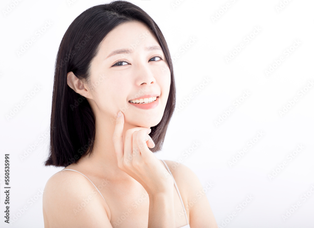 Closeup Asian Young beauty face with Clean Fresh Skin Closeup Asian Young beauty face with Clean Fresh Skin