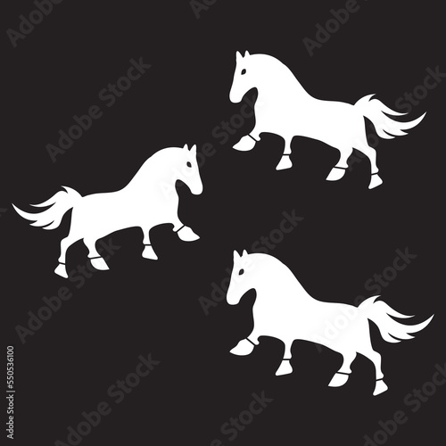 White horse animal logo design . icon logo . silhouette logo 
